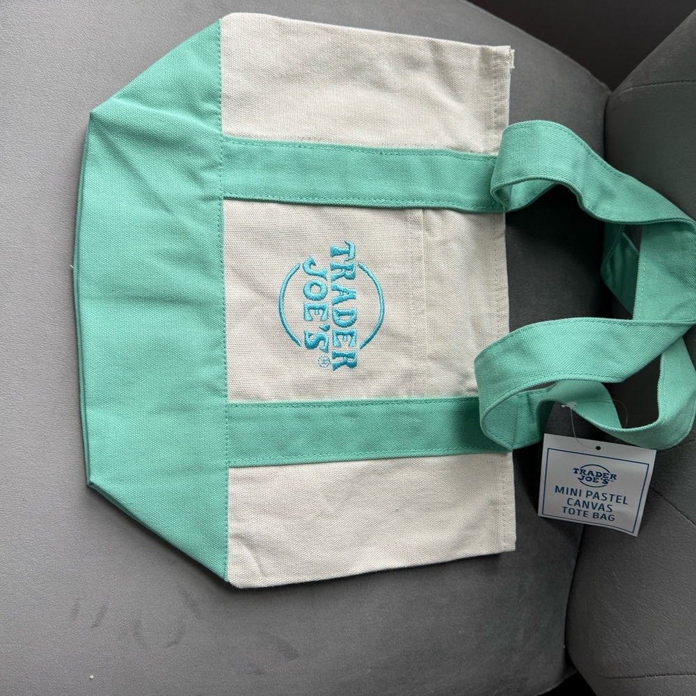 Trader Joe’s Mini Pastel Canvas Tote Bag in Mint
